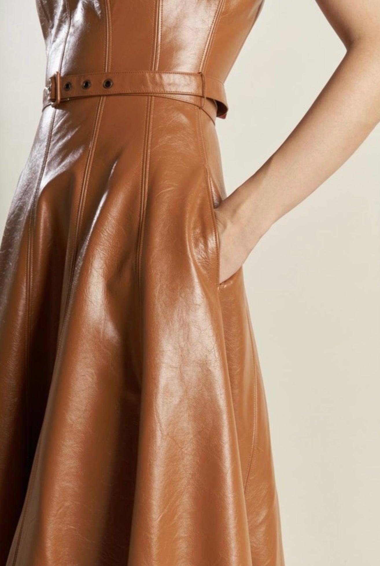 Jessie Faux Leather Midi Dress