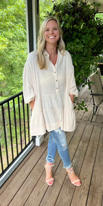 Woven Ruffled Babydoll Shirt