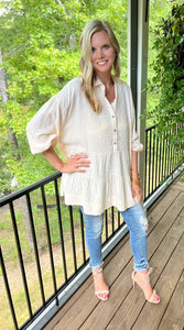 Woven Ruffled Babydoll Shirt