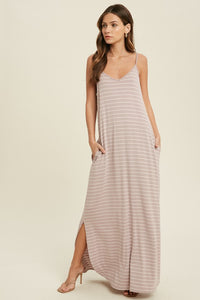 Striped Cami Maxi Dress with Pockets