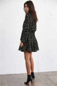 Button Down Polka Dot Swing Dress