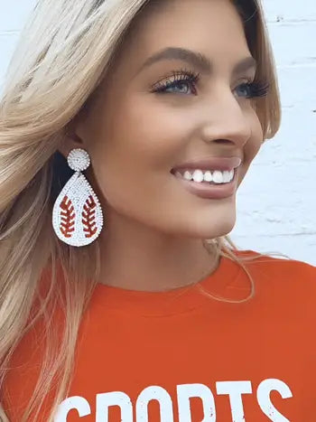 Beaded Baseball Earrings