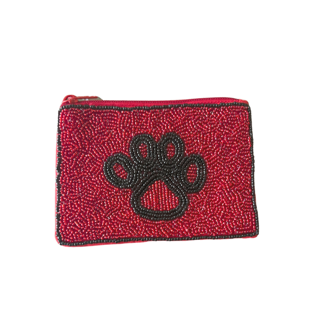 Paw Beaded Zip Pouch